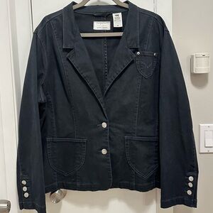 Vtg 2005 Levi's Silver Label Black Denim Button Blazer Jean Jacket 3X Womens Y2K